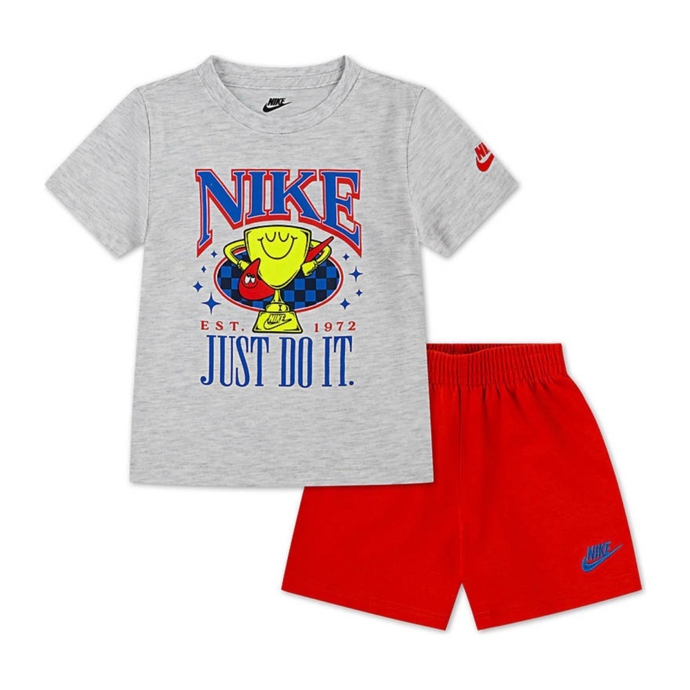 Nike Gray “Just Do It” Tee and Orange Shorts Set